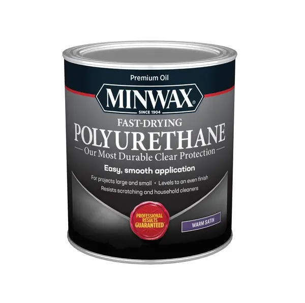 Minwax 63010444 Fast-Drying Polyurethane Oil-Based Satin Finish Clear 1 Quart