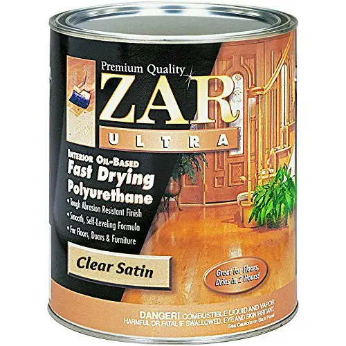 ZAR 32912 Ultra Interior Oil Based Fast Drying Polyurethane Satin 1 Quart Wood Finishing