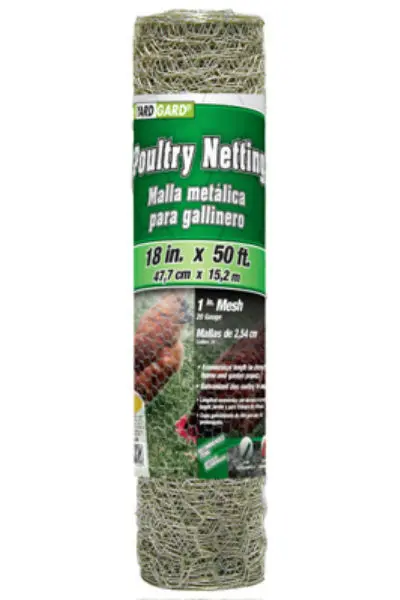 YardGard 308402B Galvanized Poultry Netting 20-Gauge 1 Mesh 18 x 50 Feet Chicken Coops