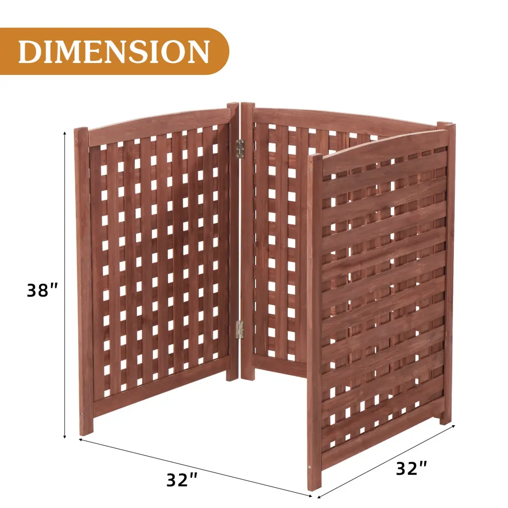Cedar Privacy Fence Screen Air Conditioner, 3 Panels droad