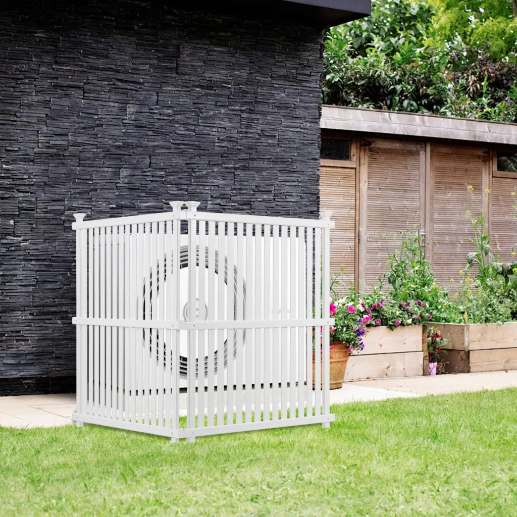 Privacy Screen Panels Kit Air Conditioner and Trash Can Enclosure White Vinyl wal fence