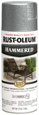 Rust-Oleum 248072 Stops Rust Hammered Spray Paint 12 Oz Silver Protective Finish