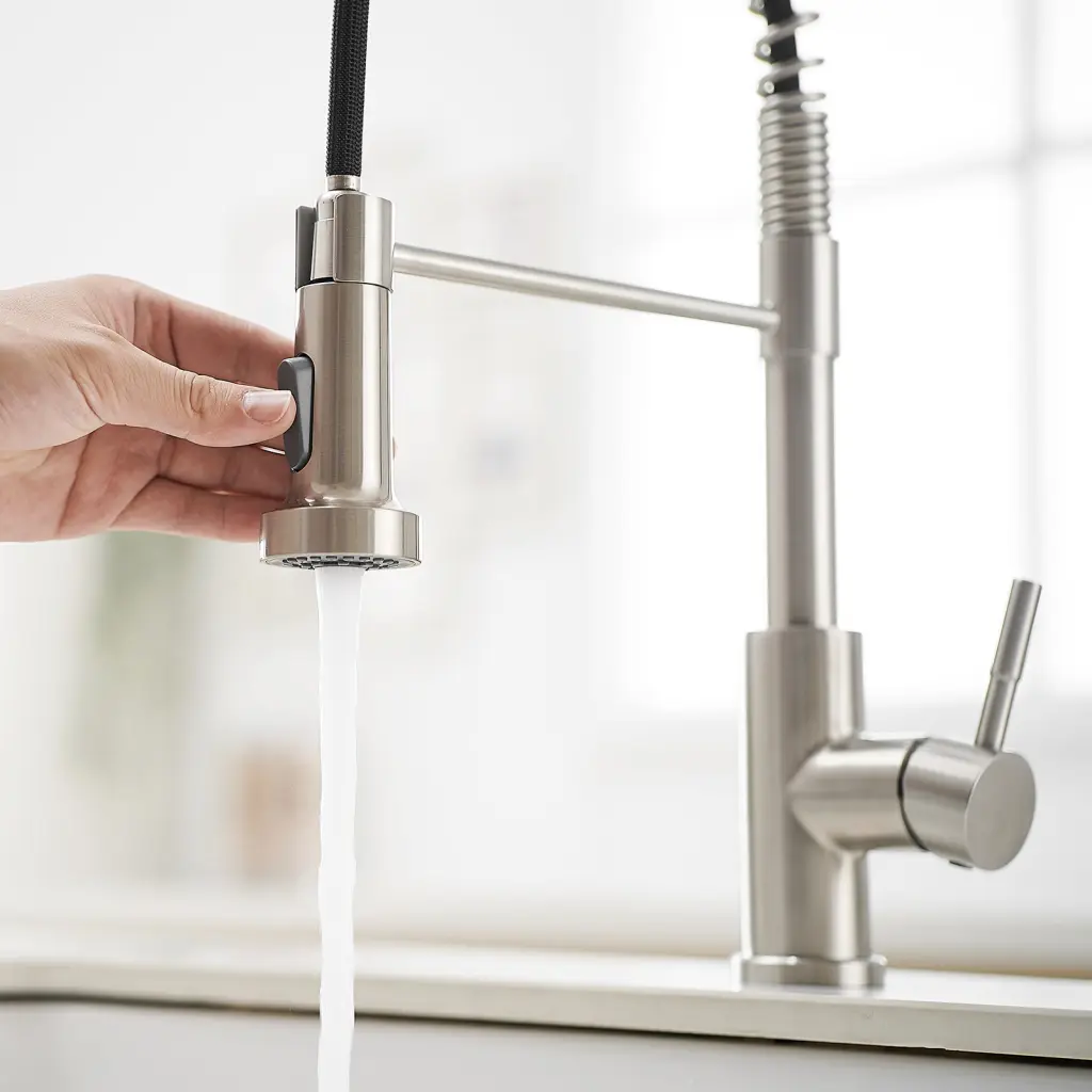 Kitchen Faucet Pull Down Sprayer Brushed Nickel Stainless Steel flg
