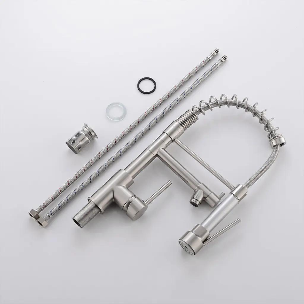 Kitchen Faucet Pull Down Sprayer Brushed Nickel Stainless Alloy flg