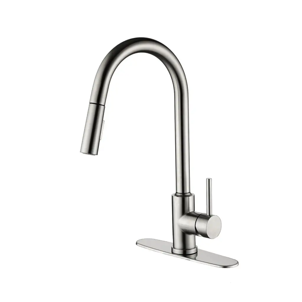 Kitchen Faucet Pull Down Sprayer Brushed Nickel Stainless Alloy w2287