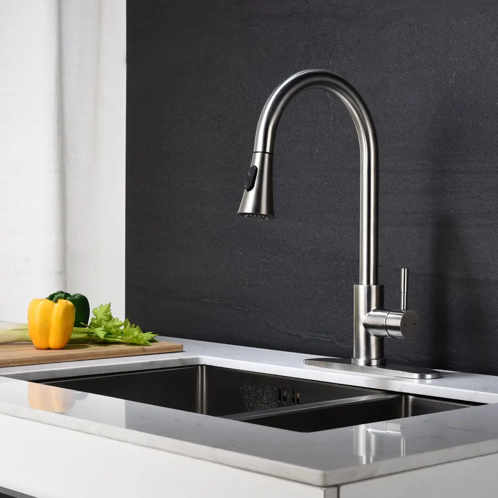 Kitchen Faucet Pull Out Sprayer Brushed Nickel Stainless Steel rnb