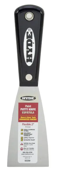Hyde 02250 Flexible Black & Silver Putty Knife 2-Inch Scraper Drywall