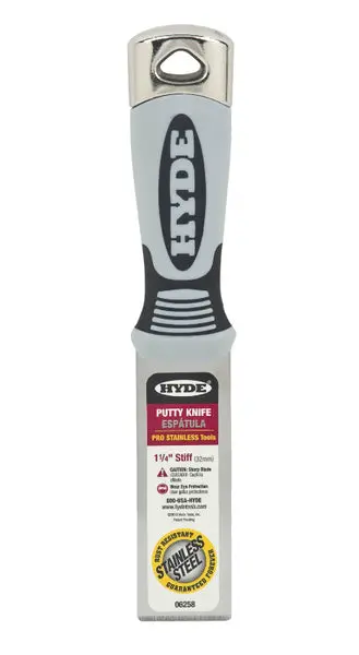 Hyde Stiff Pro Stainless Putty Knife 1-1/4 Inch Durable Drywall Tool
