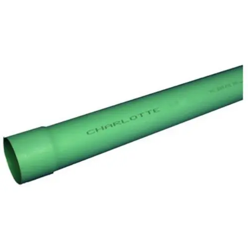 Charlotte Pipe S/M060060600 35 PVC Sewer Pipe Bell End 6x10 Feet Green