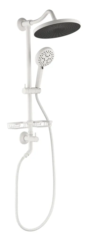White 9.8 Inch Rain Shower Head System 4 Function Handheld Shower bathininc