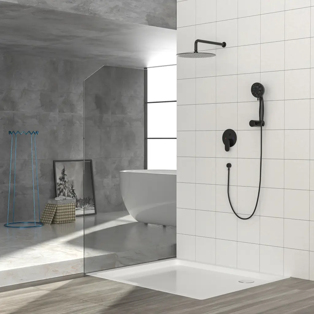 10 Inch Rain Shower Head System Dual Shower Heads Matte Black lordear