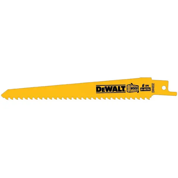DeWalt DW4802 Taper Back Bi-Metal Reciprocating Saw Blades 6 TPI 6" 5-Pack