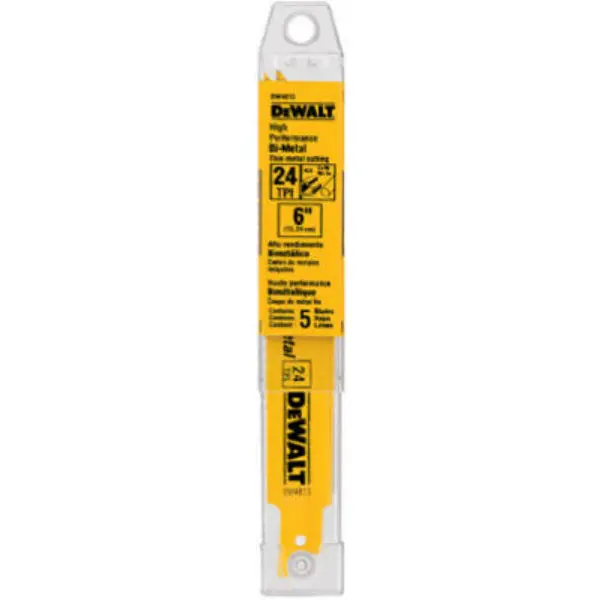 DeWalt DW4813 Straight Back Bimetal Reciprocating Saw Blades 24 TPI 6" 5-Pack