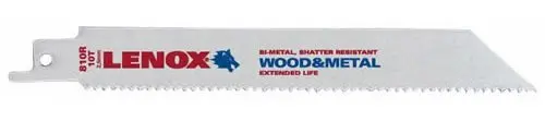 Lenox Bi-Metal Reciprocating Saw Blades Wood Metal 10TPI 5-Pack