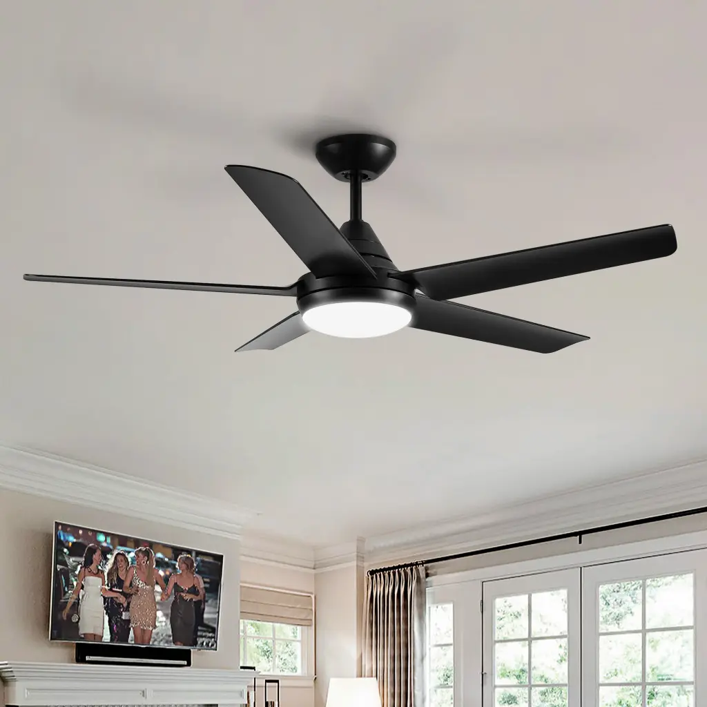 48 Inch Yuhao Modern Contemporary LED Ceiling Fan Remote Regulation Black Fan yuhao w1367