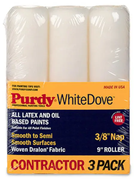Purdy 14B863000 White Dove Roller Covers 9 Inch 3/8 Nap 3-Pack