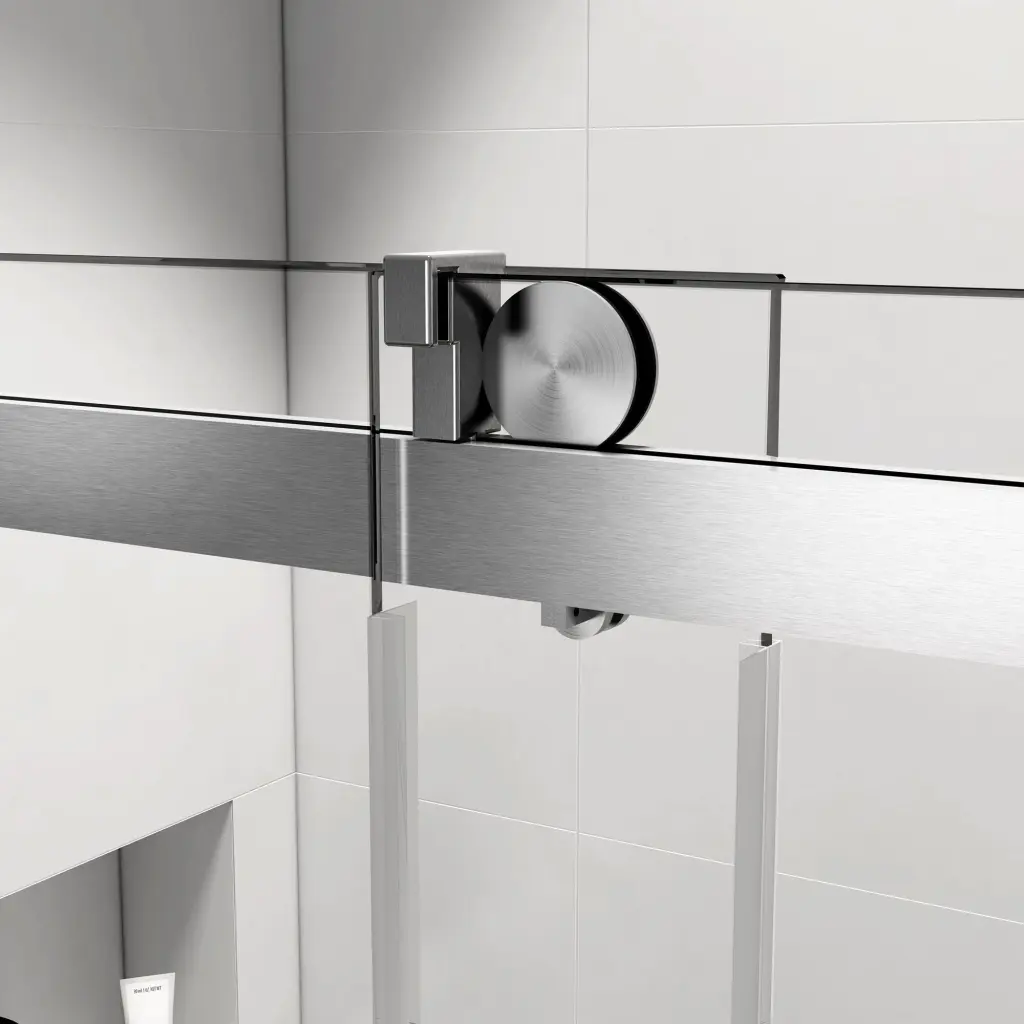 24D01P09 Chx Roller Set Wall Brackets and Anti Jump Knobs Shower Doors bathin