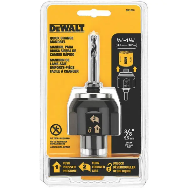 DeWalt DW1810 Quick Change Mandrel Fits 9/16 to 1-3/16 Inch 3/8 Inch