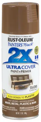 Rust-Oleum Painters Touch 2x Ultra Cover Spray Paint 12 Oz Gloss Chestnut Fast Drying Paint