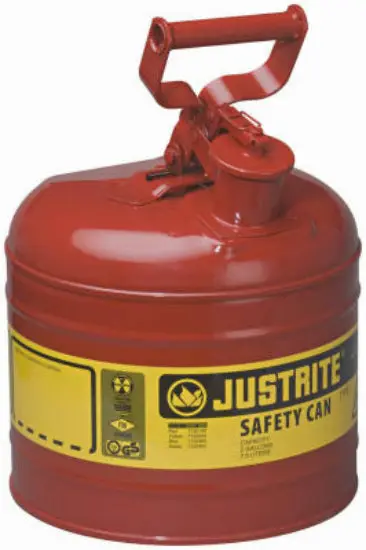 Justrite 7120100 Type I Steel Safety Gas Can 2 Gallon Red Fuel Storage