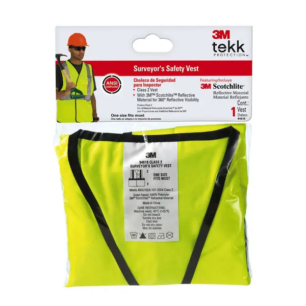 3M 94618-80030T Tekk Protection Class 2 Surveyor's Safety Vest Hi-Viz Yellow