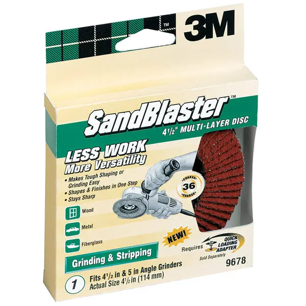 3M 9678 SandBlaster Right Angle Grinder Multi-Layer Sanding Disc 4.5" 36 Grit