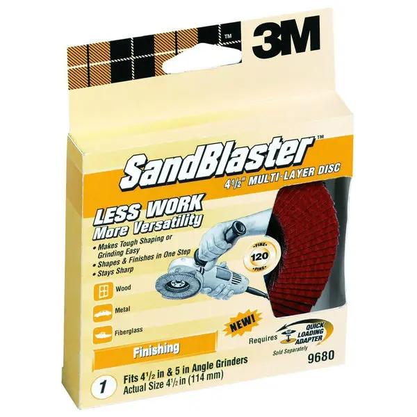 3M 9680 SandBlaster Right Angle Grinder Multi-Layer Sanding Disc 4.5 Inch 120 Grit