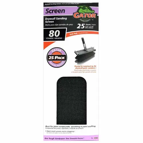 Gator 4260 Precut 80 Grit Drywall Sanding Screen 4.25x11.25 Inches