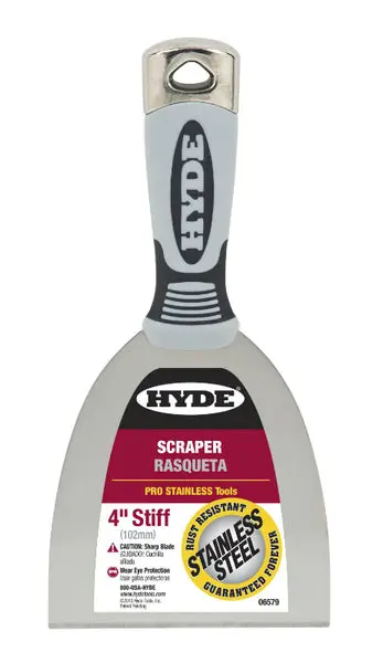 Hyde Stiff Pro Stainless Scraper 4 Inch Professional Tool