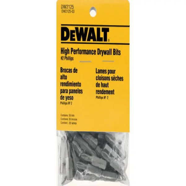 DeWalt DW2125 Phillips Screwdriver Drywall Bit Tip #2 25-Pack