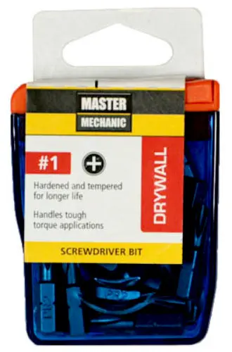 Master Mechanic 129288 Drywall Screwdriver Bit 1 Inch 25-Pack DIY Projects