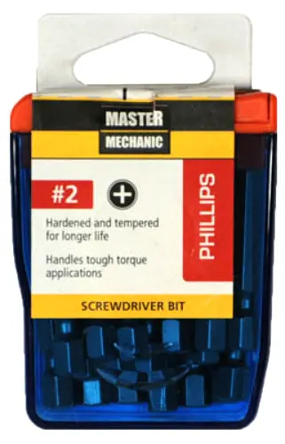 Master Mechanic Phillips Screwdriver Bit #2 2 Inch 18-Pack DIY Projects