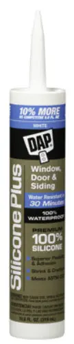 Dap 08780 Silicone Plus Premium Window & Door Rubber Sealant 10.1 Oz White