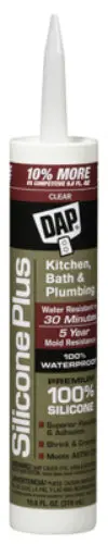 Dap 08781 Premium Silicone Rubber Kitchen & Bath Sealant 10.1 Oz Clear