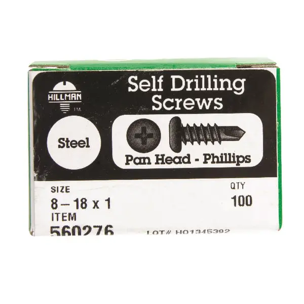 Hillman 560276 Phillips Self Drilling Screw 8-18 x 1 Inch 100 Pack Hillman Fasteners