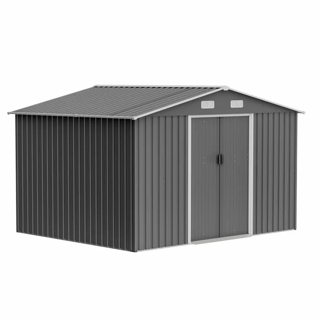 10X8 Ft Outdoor Tool Storage Shed Metal Foundation Lockable Door w2505
