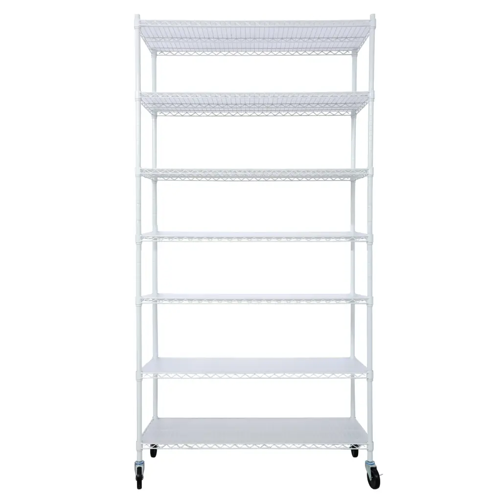 7 Tier Metal Shelf Wire Shelving Unit 2450Lbs Heavy Duty Adjustable g-h