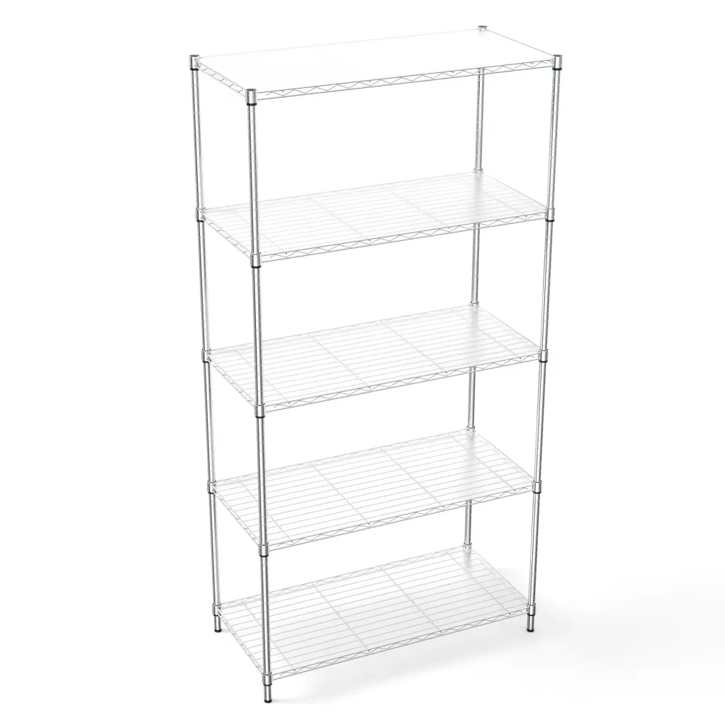 5 Tier Shelf Wire Shelving Unit 72H Chrome Iron Plastic like it