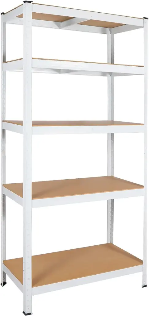 5 Tier Laminated White Metallic Shelving Unit Customizable Garage Storage Unit qdxfl