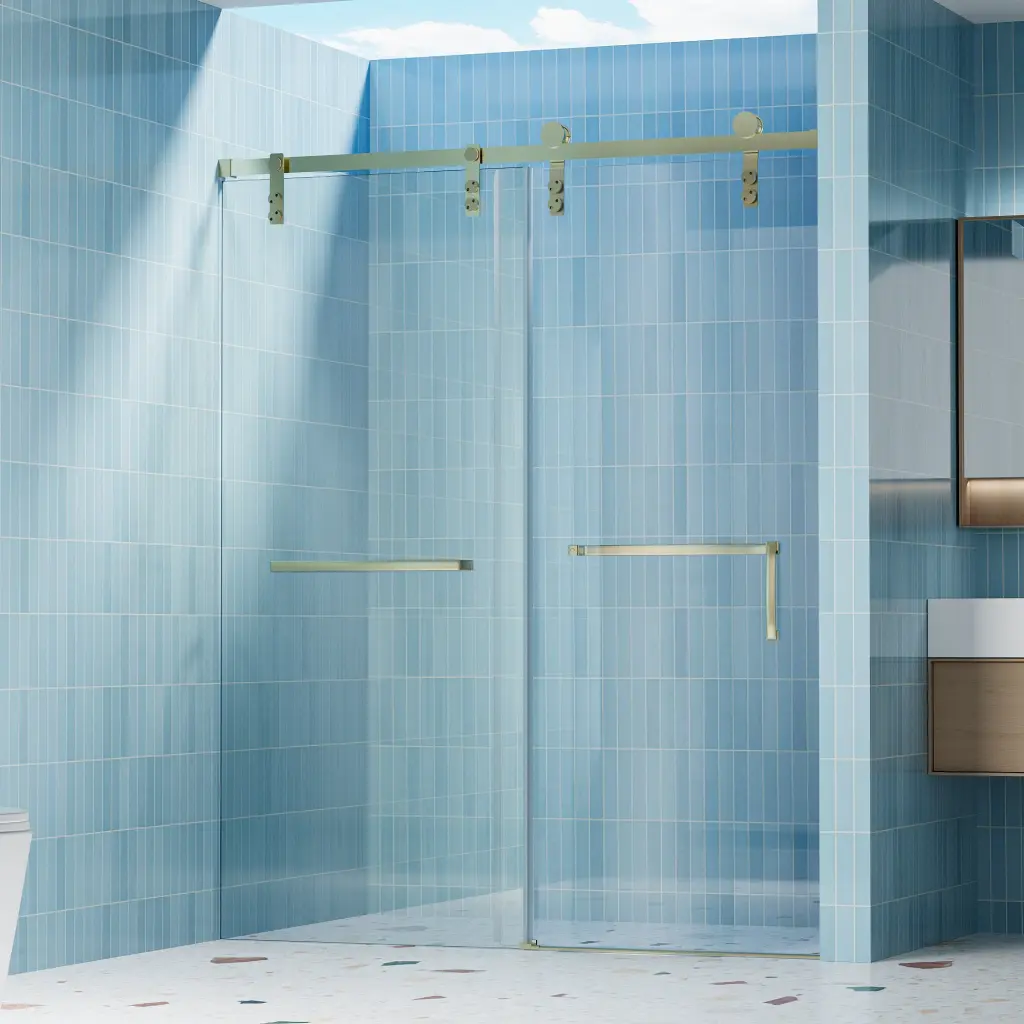 60 Inch W x 76 Inch H Frameless Soft Closing Shower Door Single Sliding bathininc