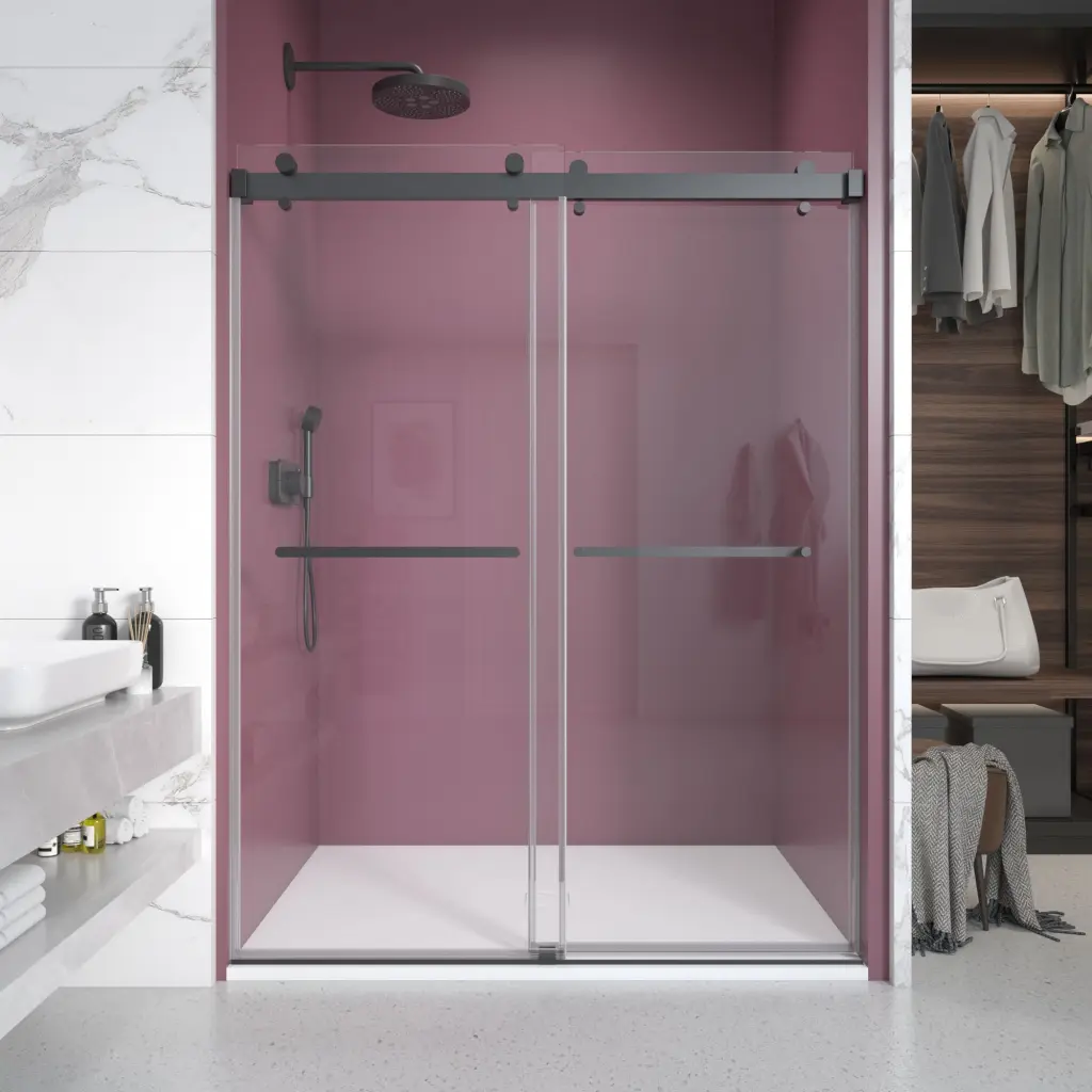 44-48 Inch W x 76 Inch H Double Sliding Frameless Shower Door 3/8 Inch Glass innvonitiz showerdoor