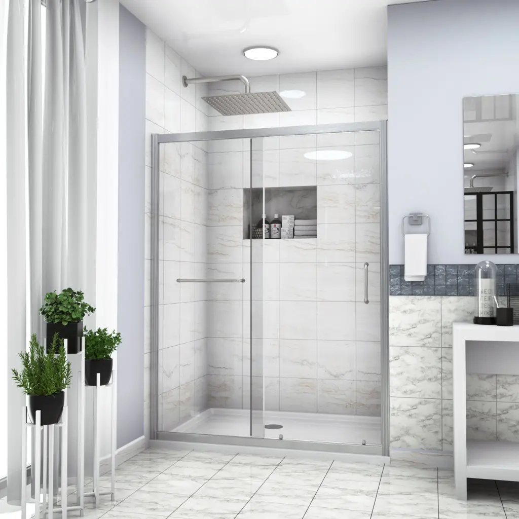 60 Inch Single Sliding Bypass Shower Enclosure Chrome 72 Inch Height lordear