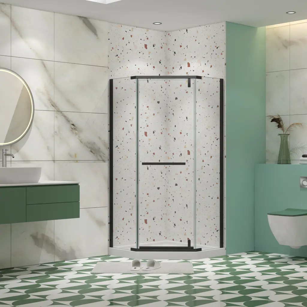 Pivot Shower Door 1/4 Inch Tempered Crystal 34.75x72 Inches Frameless pro shower