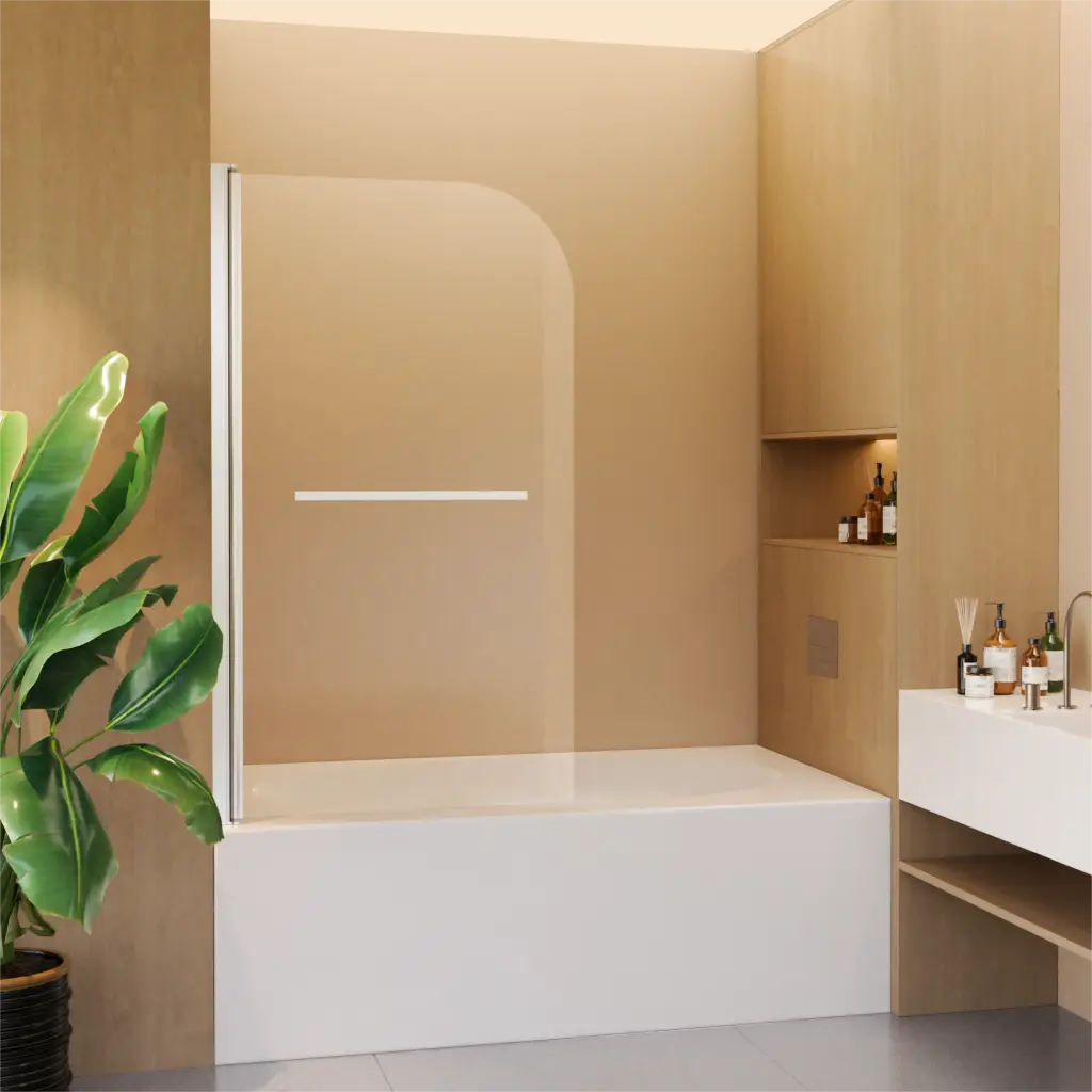 31 Inch W x 55 Inch H Frameless Shower Door Bathtub 6mm Thick Glass rnb