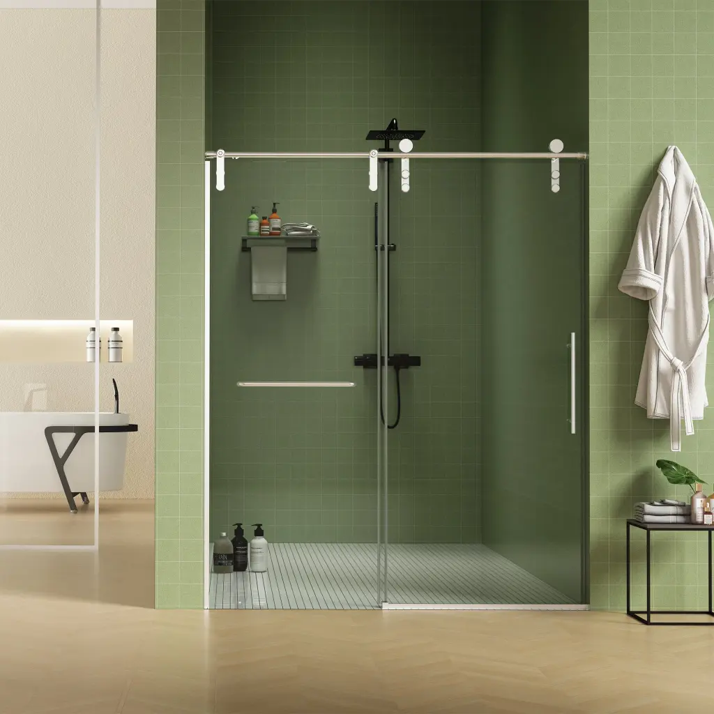 56 60W X 70H Frameless Sliding Luxury 5 16 8Mm Thick Tempered Glass Shower Door