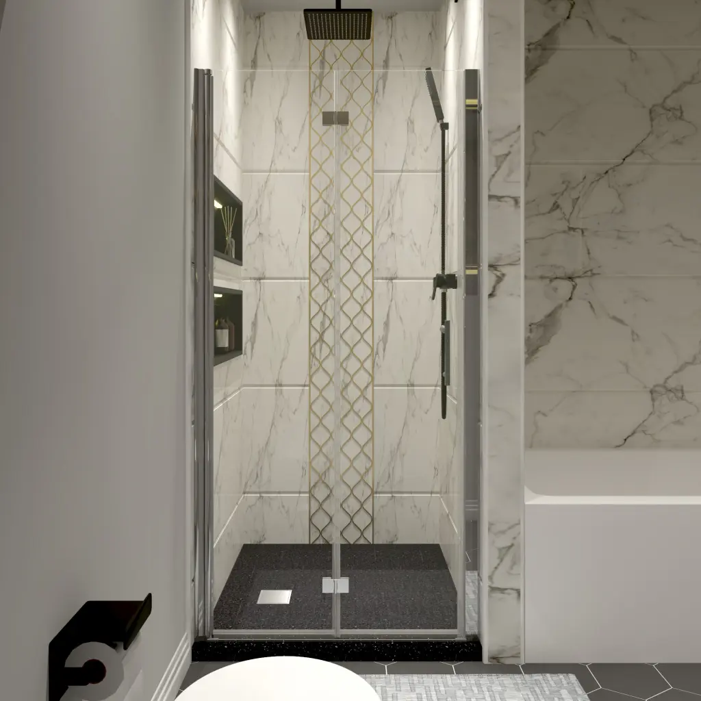 Chrome Tempered Glass Shower Door Bathroom x4bath