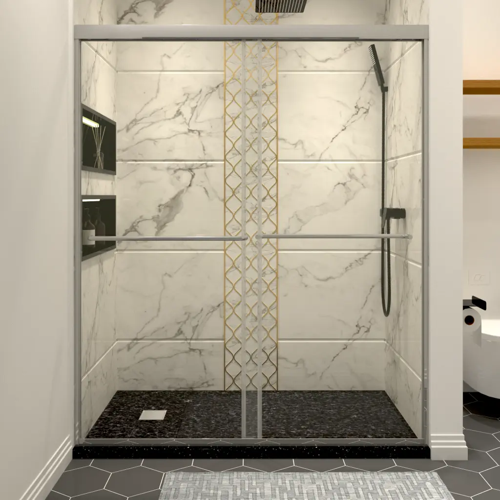 Shower Doors Chrome Frame Tempered Glass Bathroom Enclosure x4bath