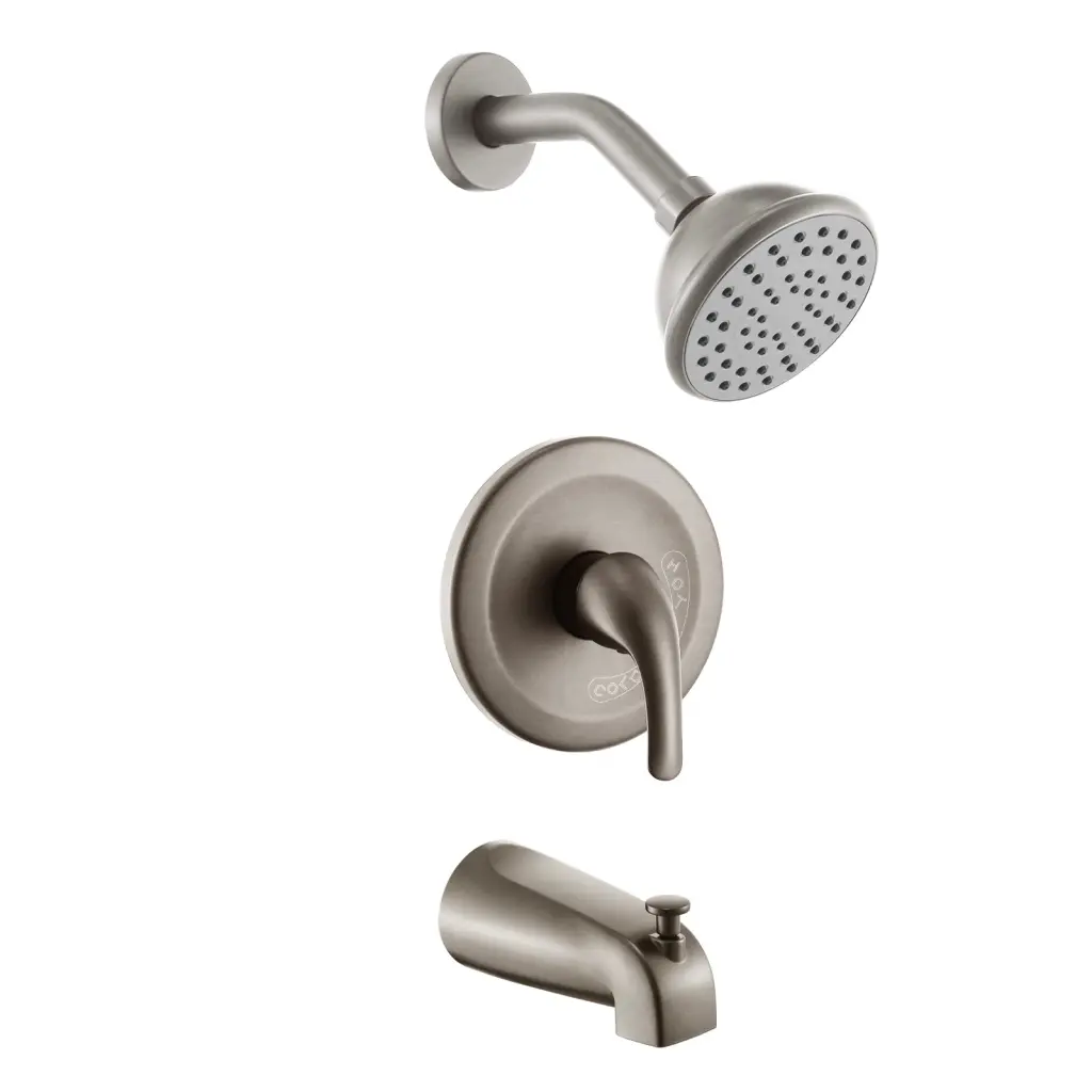 Brushed Nickel 6 Inch Shower Faucet Tub Spout Bundle alwen