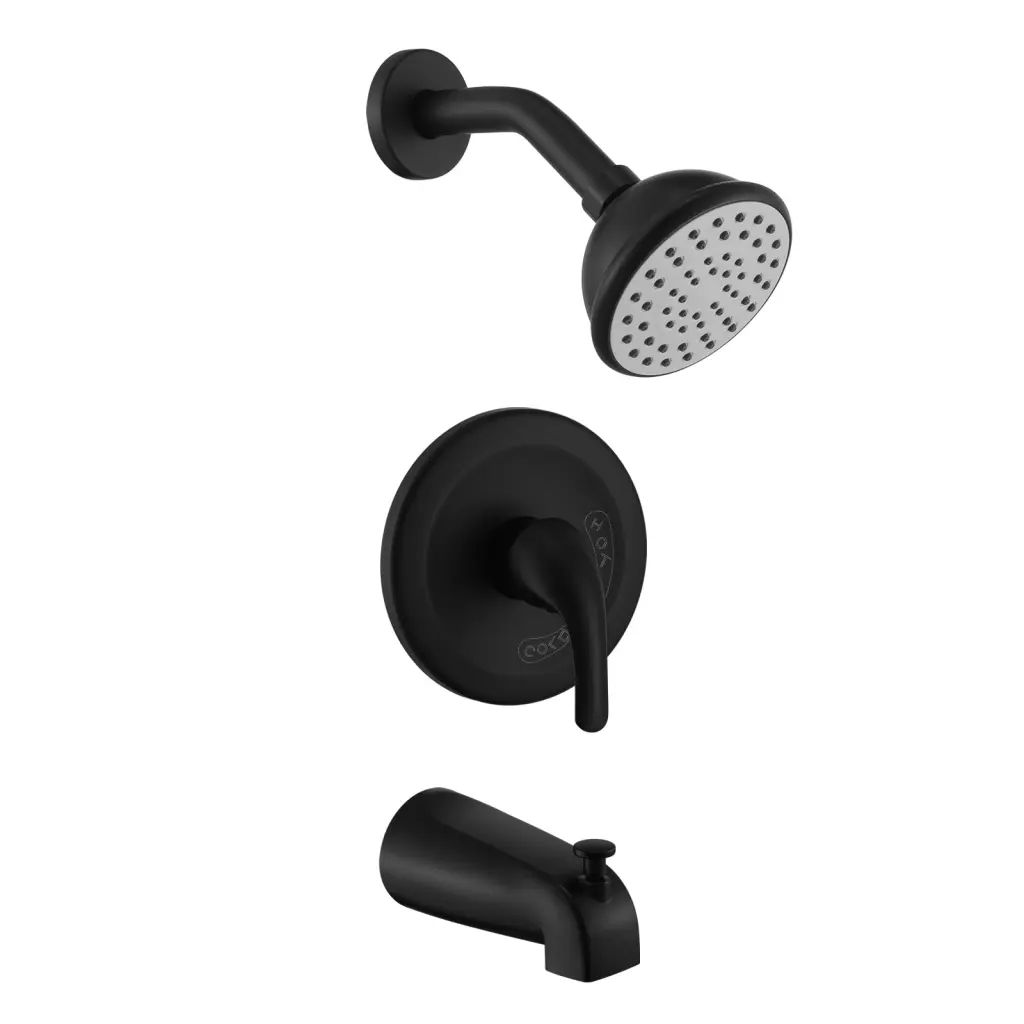Matte Black 6 Inch Shower Faucet Tub Spout Bundle, Durable Metal Finish alwen