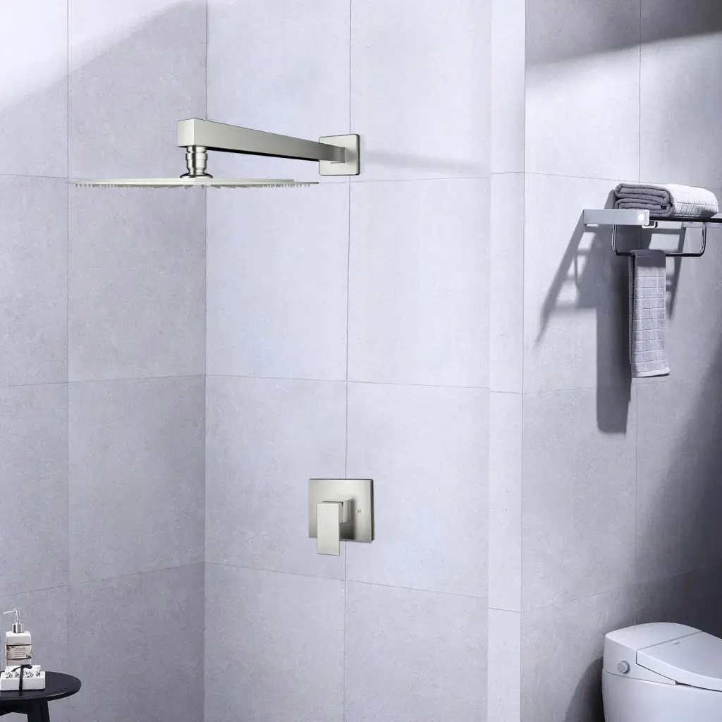 Wall Mounted Shower Faucet Brushed Nickel Valve Incorporated w1533